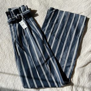 Express wide leg high rise blue and white striped pants, size 0R, NWT